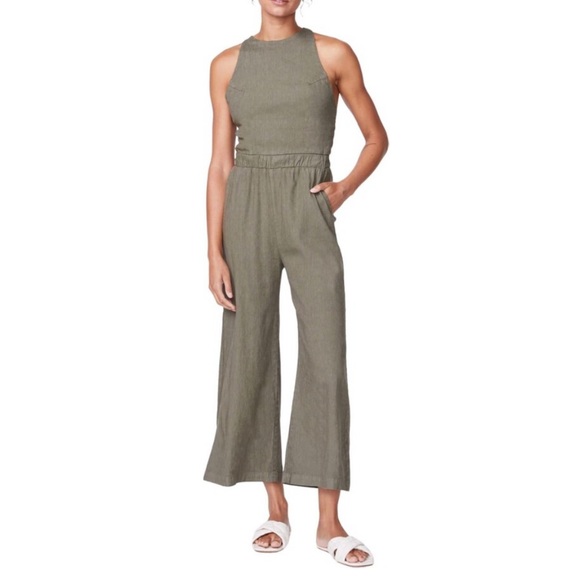 Monrow Crisscross Racer Linen Jumpsuit - Picture 2 of 8